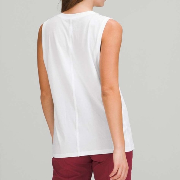 Lululemon Athletica Cream Sleeveless Muscle Tee with Mandarin Collar - Picture 8 of 8